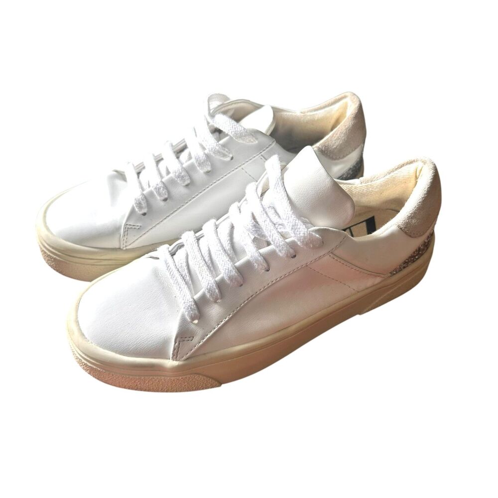 ZARA Basic Faux Leather Glitter Sneaker White Sz 36 (US 6)